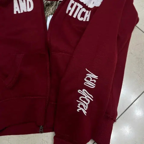 Abercrombie & Fitch Wolfzoo Faux Fur Hooded Sweatshirt - XL, Red, Rare Item