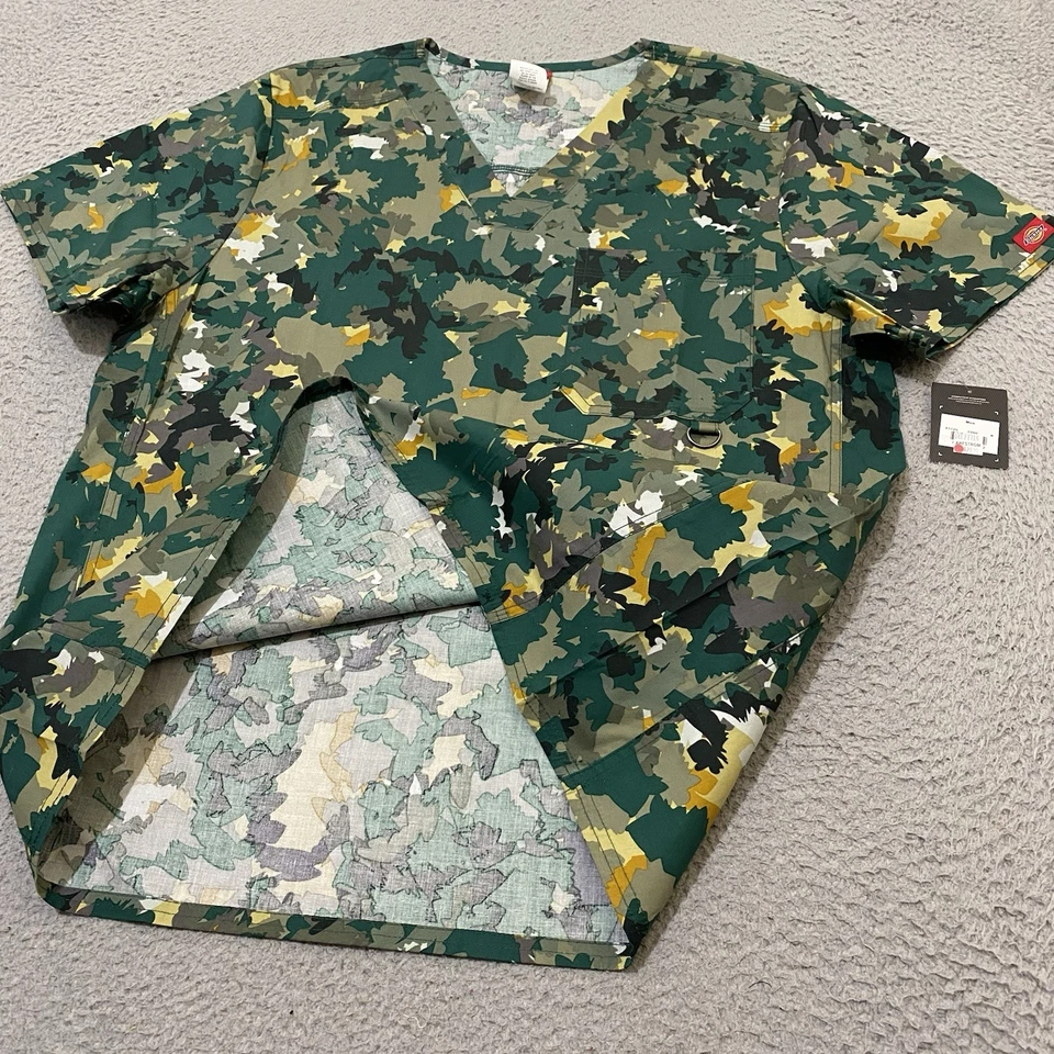 Dickies Scrub Top Mens M Camouflage Over and Out V Neck Stretch NEW 81720 OVOU - Image 4 of 4