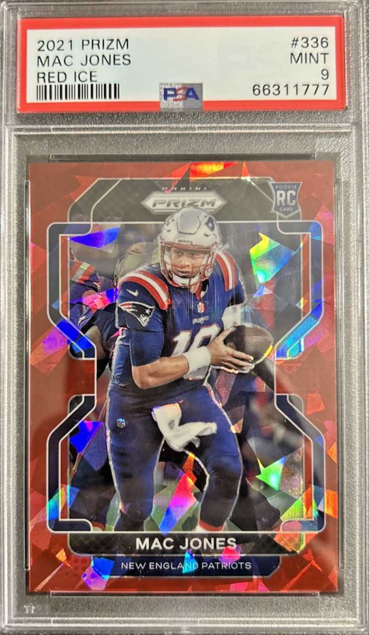 2021 Panini Prizm Red Ice #336 Mac Jones RC Mint PSA 9 New England Patriots