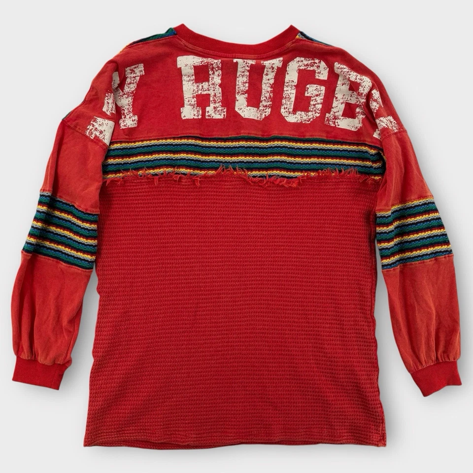 BDG NY Rugby Shirt Mens Medium Distressed Waffle Knit Colorblock Striped UO NWT - Image 2 of 4