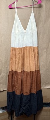Anthropology Women's The Raya Colorblock Maxi Dress Size Large
