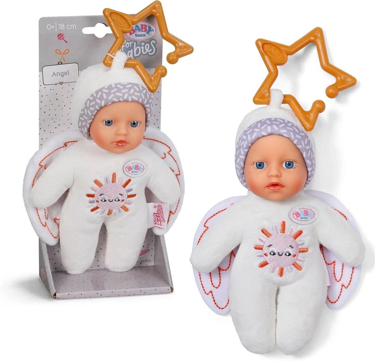 BABY born for babies Angel soft doll teething toy with rattle, 3 assorted colour