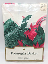 VTG Bardwil Holiday Christmas Decorative Tablecloth Poinsettia 60" x 84" Oblong