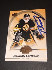 JSA Reggie Lemelin Gold Signed Upper Deck Bruins Centennial Autographed Card 097