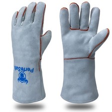 Heat Resistant 14" Leather Welding Gloves for MIG, TIG, BBQ, and Grill Use