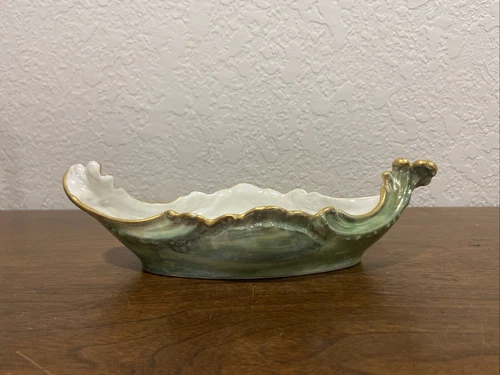 Rare Jean Pouyat Limoges France Ravier Bowl Oval Porcelain Art Nouveau 10.5” EUC