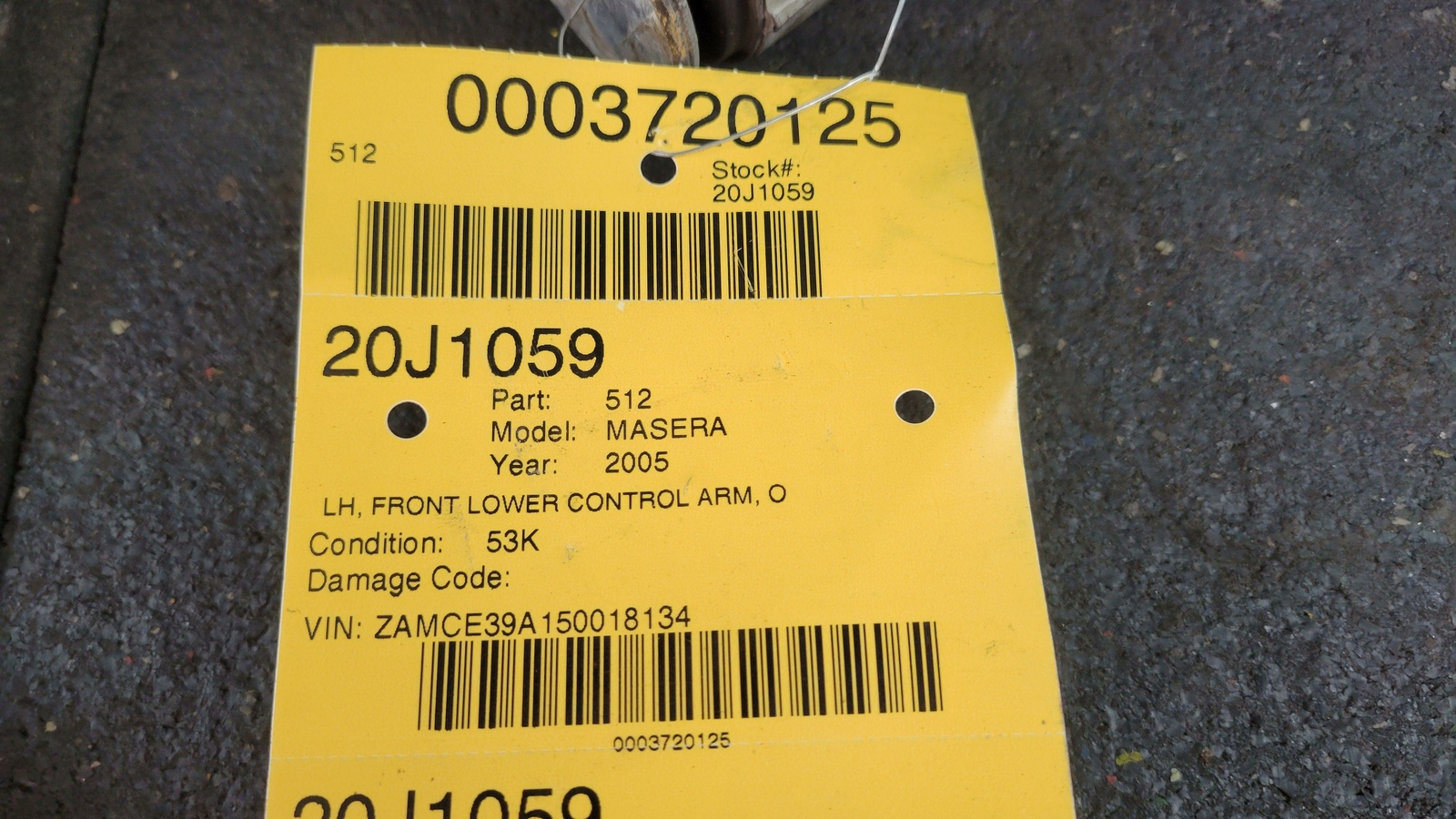 2005 MASERATI QUATTROPORTE M139 DRIVER LEFT FRONT LOWER CONTROL ARM, 53K MILES