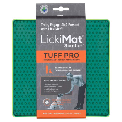 LickiMat Soother PRO Tuff grün 20x20 cm Futtermatte für Hunde, spülmaschinenfest