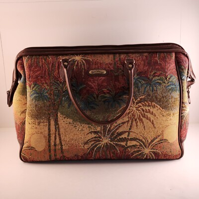 Ricardo Beverly Hills Tapestry Carry On Bag Palm Trees Vintage Travel Overnight