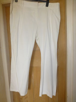 M&S AUTOGRAMM WEEKEND ELFENBEIN BAUMWOLLMISCHUNG MIT STRETCH WEITES BEIN HOSE 22 30,5''