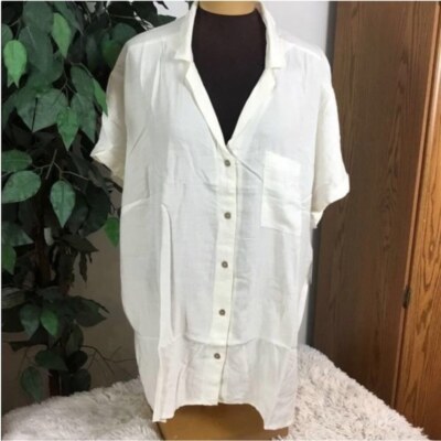 Sonoma drop shoulder button down blouse Woman s size 5X cuffed sleeve