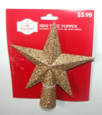 NEW NWT Gold Christmas Mini Star Tree Topper 1 inch 5 3/4 X 5
