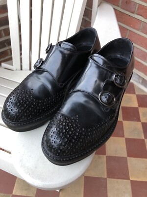Zzegna - einzigartige Schuhe - Double Monkstrap Lackleder Vibram Sohlen Größe UK 6