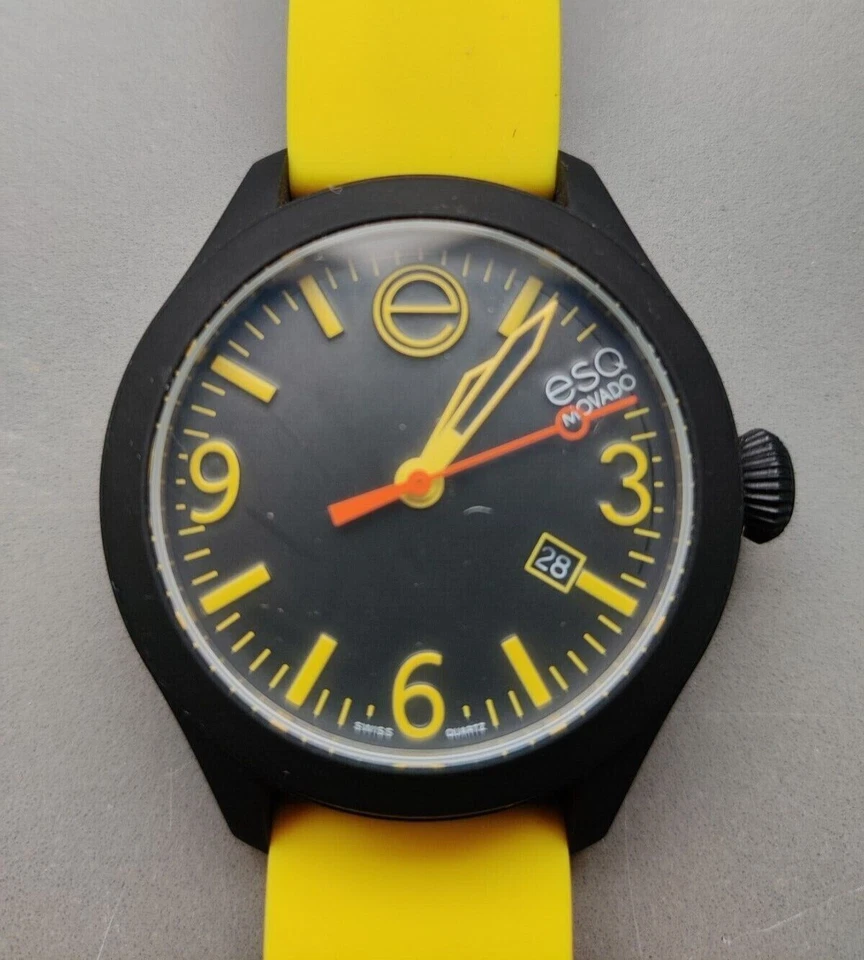 ESQ Movado One Watch Unisex BlackYellow Dial Yellow Silicone Band - Image 4 of 4