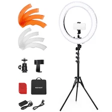 NEEWER 18" LED Ring Light Kit w/Tripod Dimmable 5600K for Makeup Phone Camera