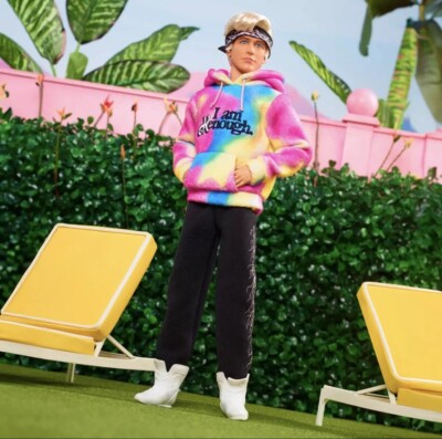 Ken Doll Wearing  I Am Kenough  Hoodie   Barbie The Movie
