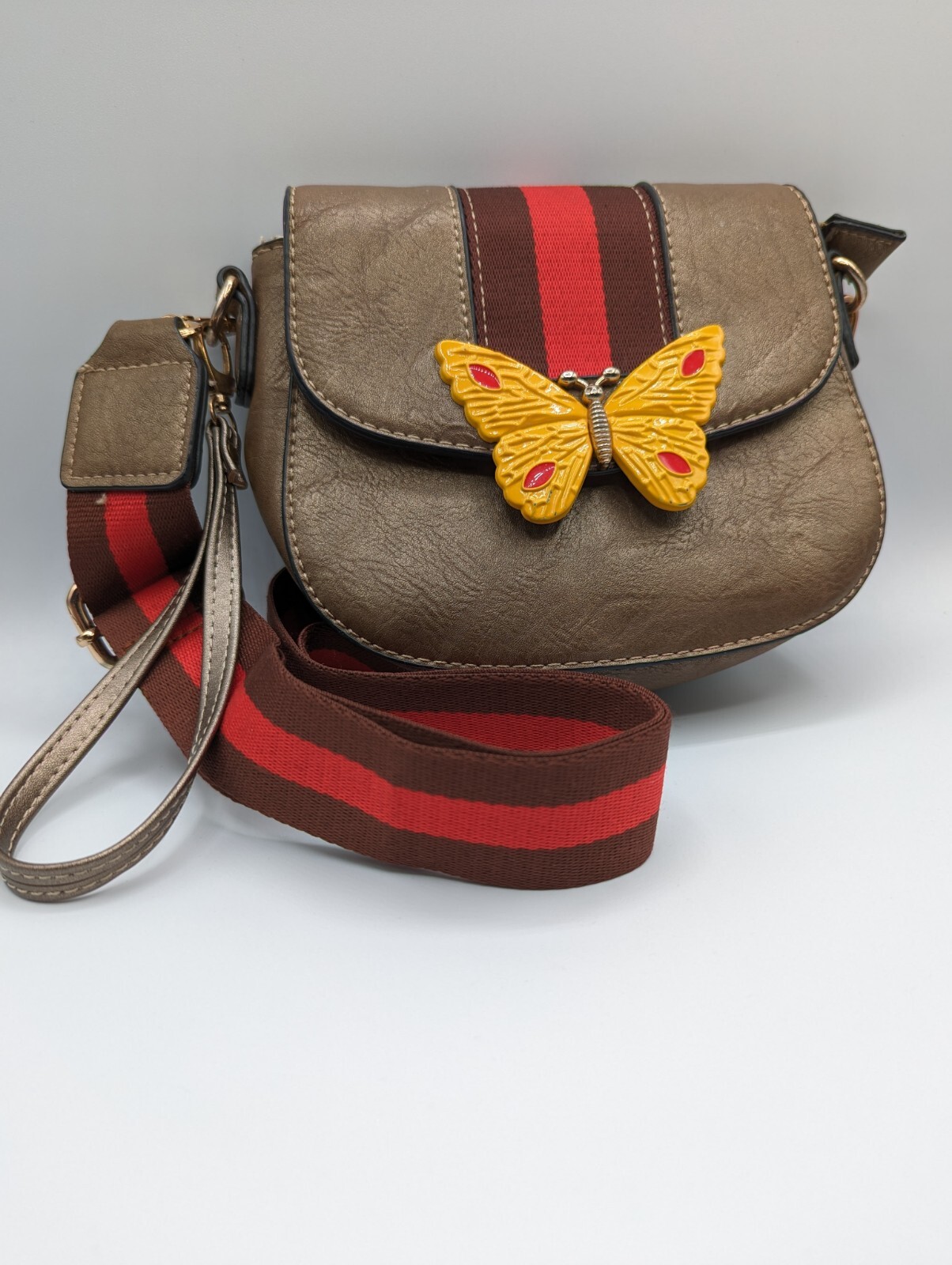 Shoulder Bag Butterfly Purse Fashion Brown Gold tone Handbag Crossbody Boho-image