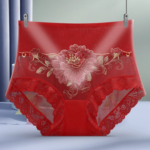 Damen Print Unterwäsche High Waist Unterhose Spitze Slip Baumwolle Schlüpfer Höschen - Bild 12 von 27