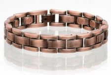 Oxidized Copper Magnetic Link Bracelet Biker Arthritis Pain Relieve Bracelet