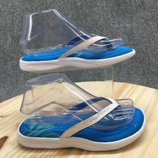 Under Armour Flip Flops Youth 5Y Blue White Form Thong Slip On Foam Faux Leather