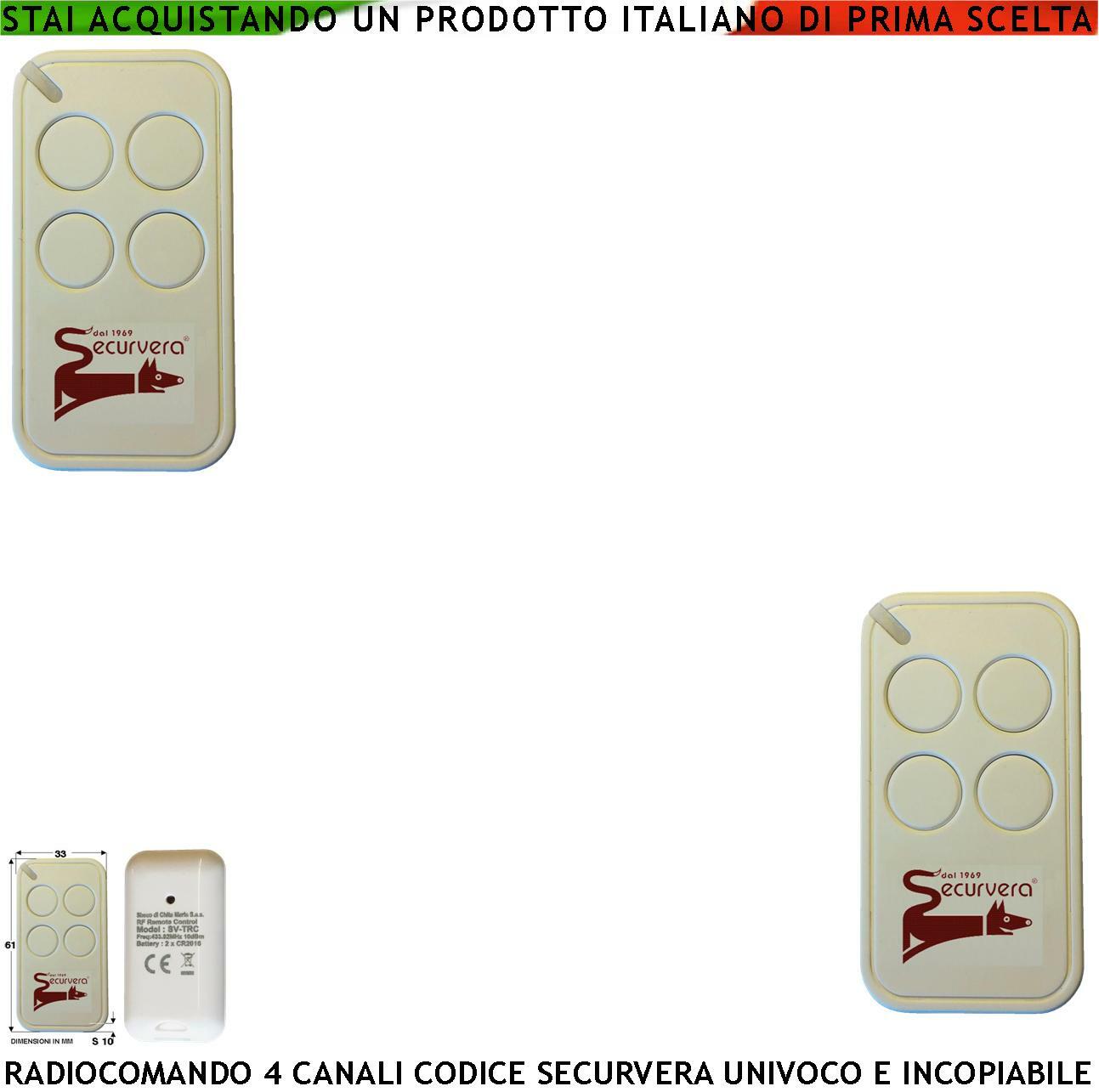 Offerta 2 Radiocomandi Securvera 433,92 MHz 4 Canali SV-ECODRC