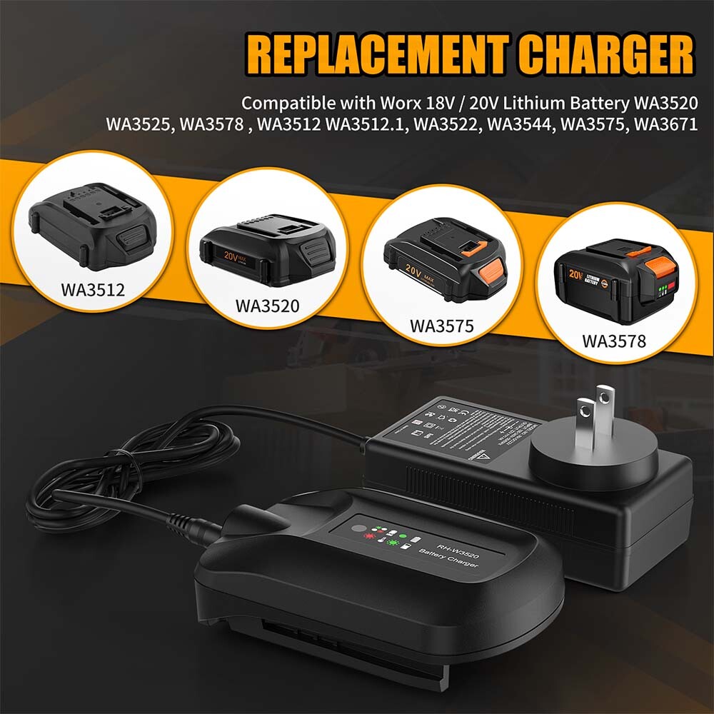 Rapid Charger FOR WORX 18V-20V WA3520 WA2575 WA3525 WA3575 Lithium Ion Battery V