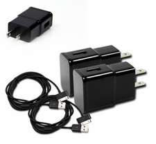 2X 2A POWER ADAPTER 3' 30PIN USB CABLE CORD CHARGER BLACK IPHONE IPAD IPOD TOUCH