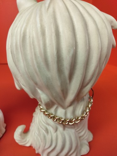 1960’s NORCREST WHITE DOG PAIR BLUE GLASS EYES CHAIN COLLAR A855 JAPAN - Picture 12 of 12