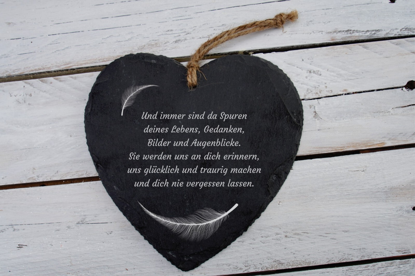 Schiefer Herz Schild Deko Grabgestaltung Beerdigung Gedenken Erinnerung Trauer