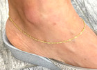 10k Gold Anklet 10 Inch - Pe52 10K Solid Gold Singapore Anklet Bracelet, 1.4 mm