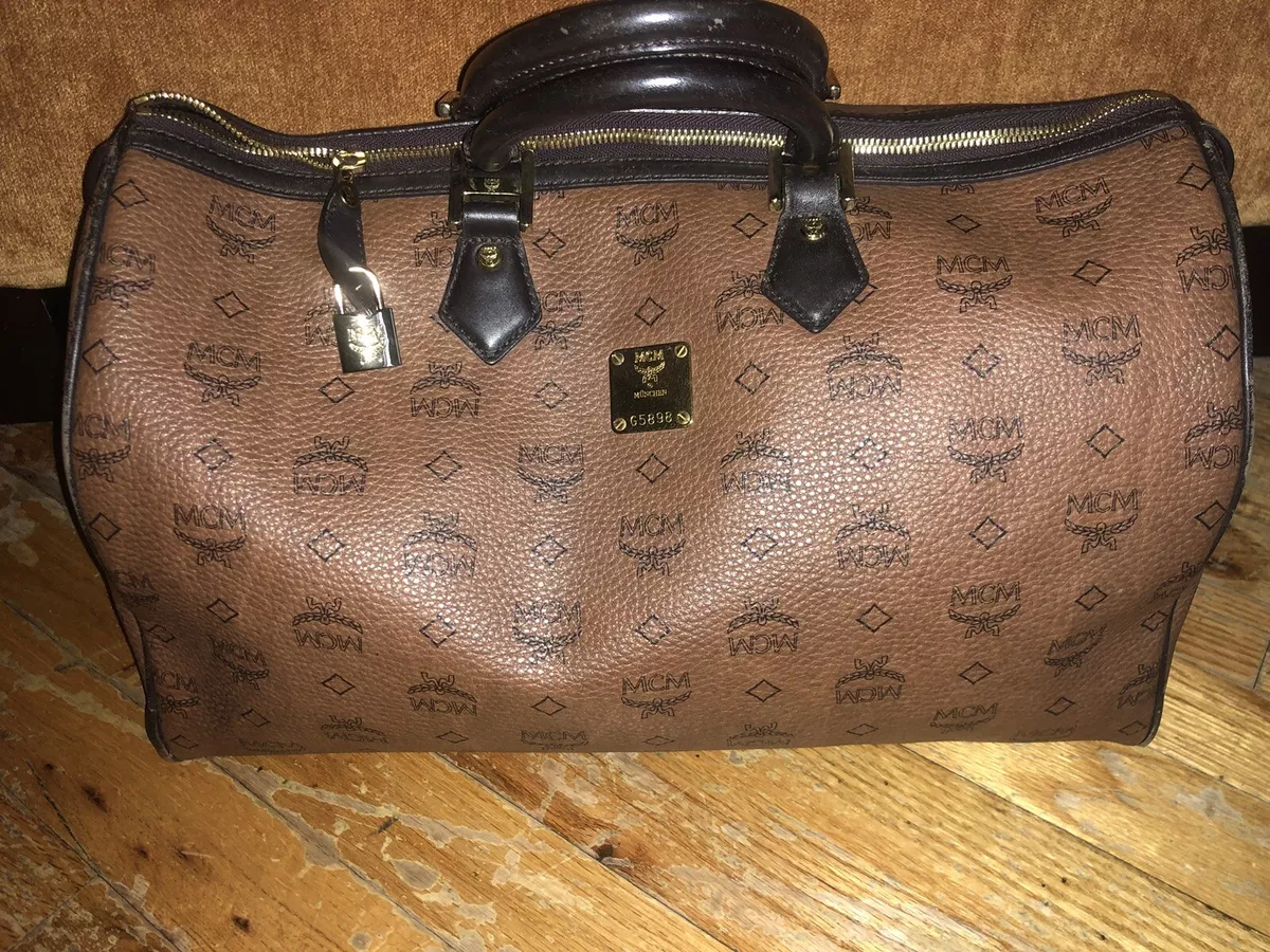 Authentic XL Boston MCM Bag Brown Cognac eBay