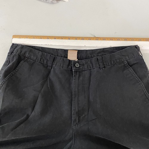 George Chino Pants Men's Size 36x29 Black Flat Front Slash Pocket Cotton Blend - Picture 7 of 9