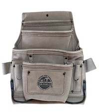 Graintex Suede Leather Carpenter's Tool Belt 4 Tiers, 11 Pockets