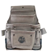 Graintex Suede Leather Carpenter's Tool Belt 4 Tiers, 11 Pockets