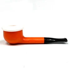 Orange Erik Nording Shorty Porcelain Tobacco Smoking Pipe - 5439K