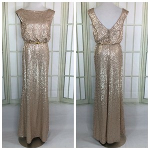 david's bridal long sequin blouson dress