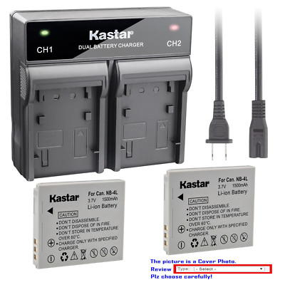Kastar Battery Rapid Charger for Canon NB-4L NB4LH Canon Digital IXUS 50 IXUS 55