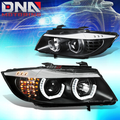 FOR 09-12 E90 3-SERIES BLACK/CLEAR LED SIDE TURN CORNER 3D HEADLAMP HEAD LIGHT
