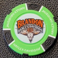 BRANDON HD ~ FLORIDA (Neon Green Full Color) Harley Davidson Poker Chip CLOSED