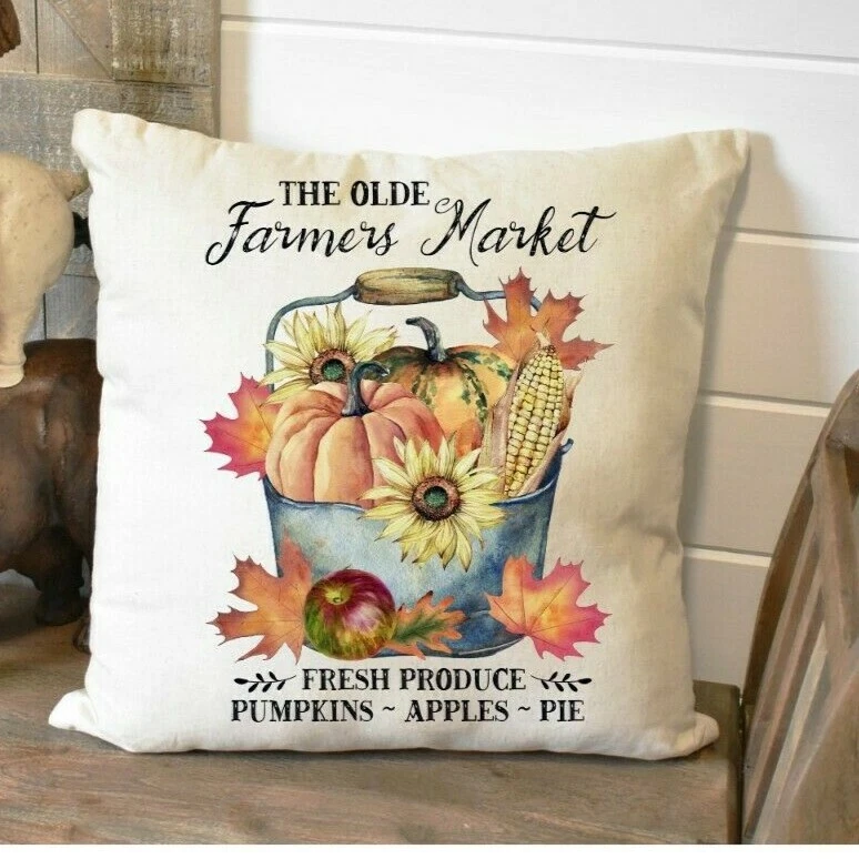 Funda de almohada Farmers Market, interior/exterior, decoración de otoño, 16x16  Foto 2 de 3