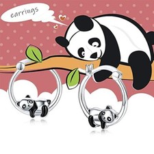 Cartoon Animal Panda Earrings - Silver Color Women Earring Jewelry Accessories