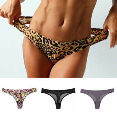 Sexy Fashion Lingerie Underwear Leopard G-String Panties Thongs Women Seamless