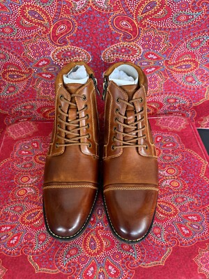 Kunsto Men's  Brown Genuine Leather Oxford Boots Size 9.5 NEW