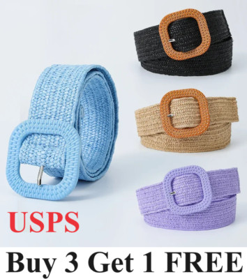 Women's Belt Retro Bohemian Woven Belt New  Daily Versatile Dress Straw Belt