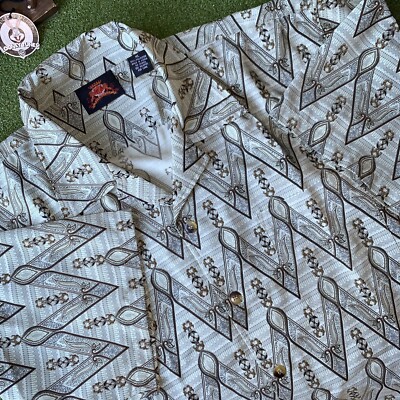 Diamonds Green Gold Paisley Marble Short Sleeve Mens Shirt XL Jade