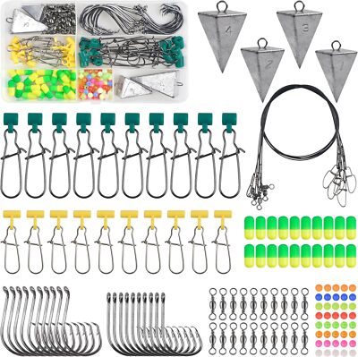 129pcs Surf Fishing Tackle Kit Fish Finder Rig Surf Fishing Rigs Include Pyramid