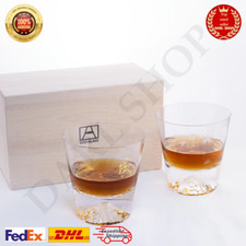 Tajima Glass Edo Glass Kiriko Mt.Fuji Rock Glass Set of 2 Made in Japan New