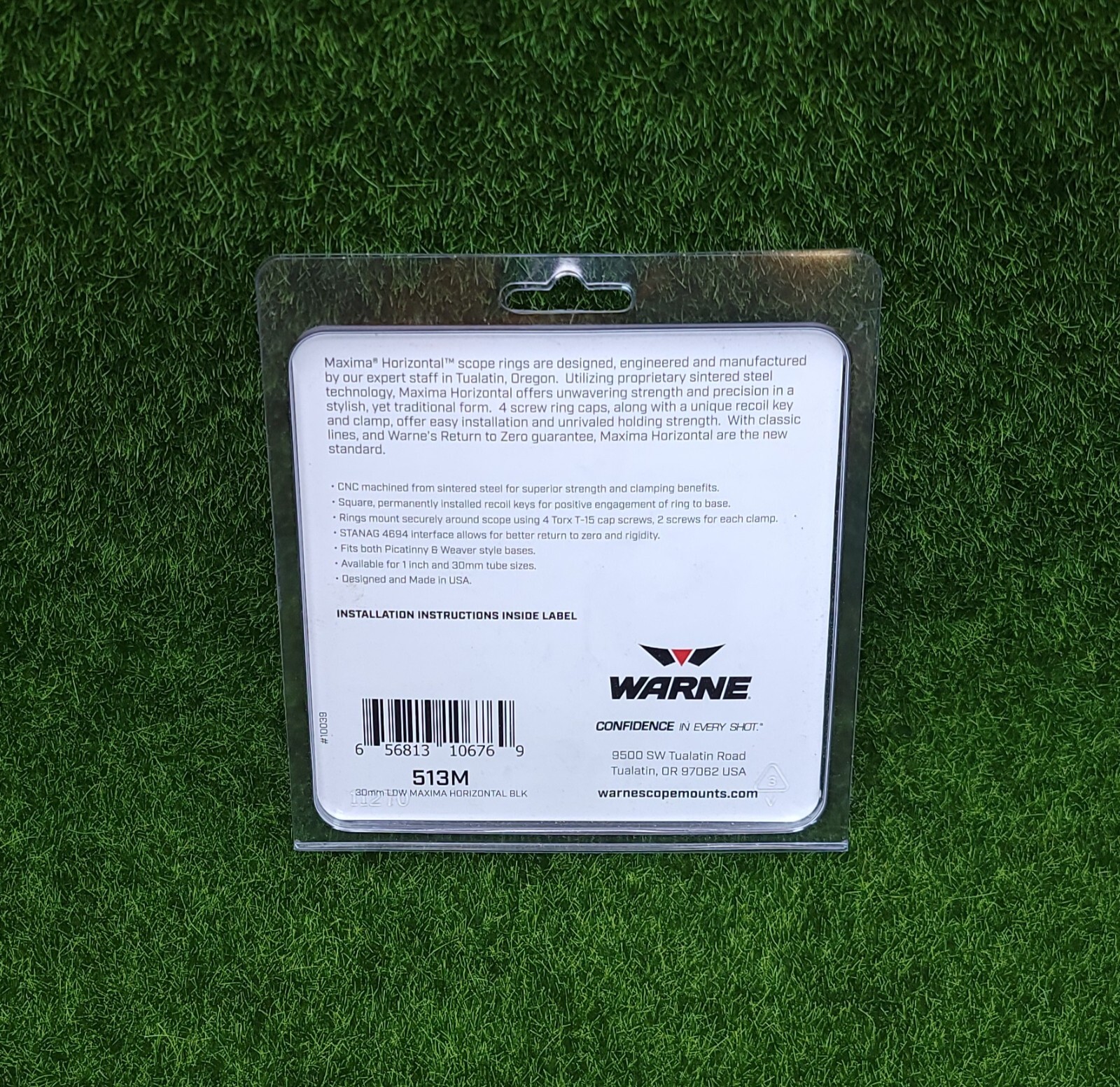 Warne Maxima Horizontal 30mm Fixed Steel Scope Rings, Low,  Black - 513M