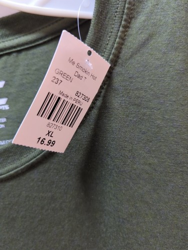 Smokin' Hot Dad grün Herren T-Shirt XL Grill Rauch Regenbogen Streifen Sommer Neu mit Etikett - Bild 6 von 7