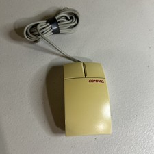 Vintage Compaq M-S28 PS/2 White 2 Buttons Ball Mouse PS2 90s